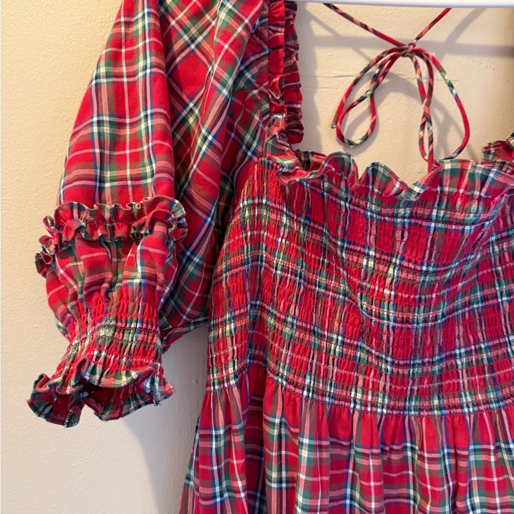 Hill House Nesli Red and Green Tartan Dress - Picture 3 of 5
